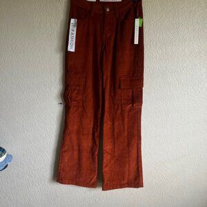 Juniors Red Corduroy Low Rise Cargo Pants NWT